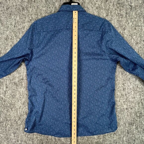 CALVIN KLEIN SHIRT MENS XL BLUE PARTY DANCE CLUB‎ BUTTON-FRONT LONG-SLEEVE - Picture 11 of 13